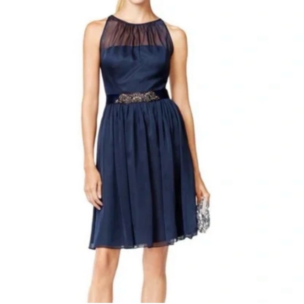 Adrianna Papell elegant Navy Sleeveless Dress